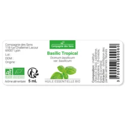 Basilic tropical - huile essentielle bio - 5ml garantie chromacert® - chémotypée