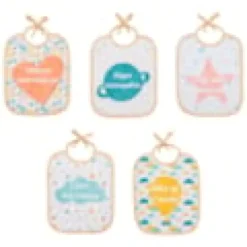 5 bavoirs naissance love family - bavoir bébé à lacets 20x25 cm