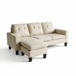 Belfast canapé d'angle 3 places en tissu beige