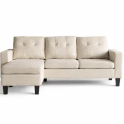 Belfast canapé d'angle 3 places en tissu beige
