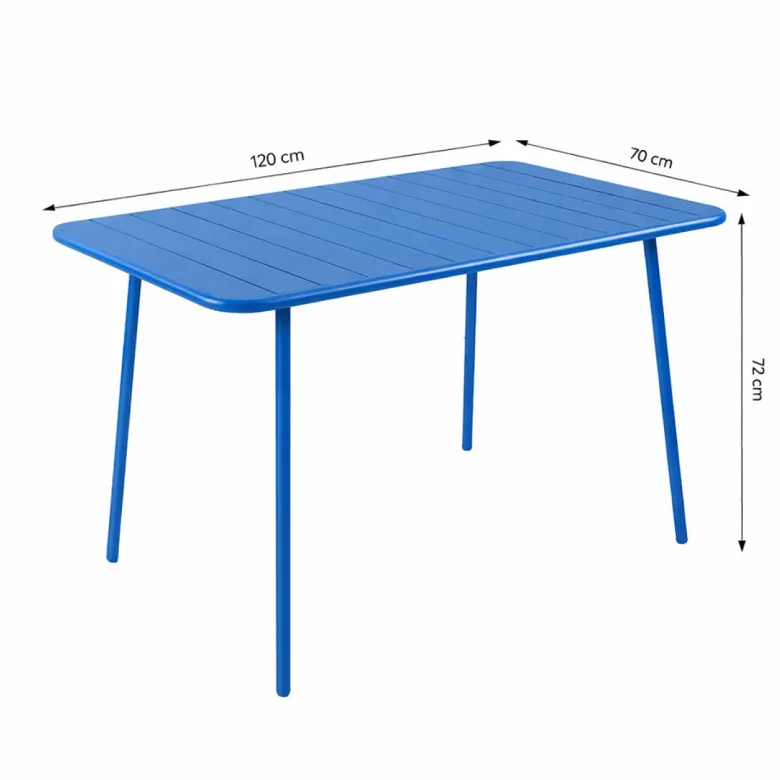 Bergame ensemble table de jardin 120 cm et 4 chaises bleu