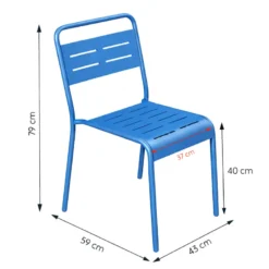 Bergame ensemble table de jardin 120 cm et 4 chaises bleu