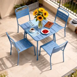 Bergame table carrée 4 places 70x70cm bleu