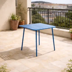 Bergame table carrée 4 places 70x70cm bleu
