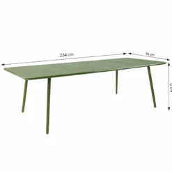 Bergame table de jardin 10-12 places 234cm verte