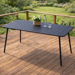 Bergame table de jardin 4 à 6 places 120cm gris foncé