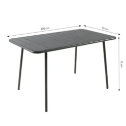 Bergame table de jardin 4 à 6 places 120cm gris foncé