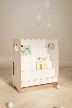Bibliothèque montessori mini pour enfant en bois blanc