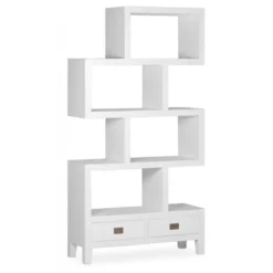 Bibliothèque 2 tiroirs bronze bois blanc