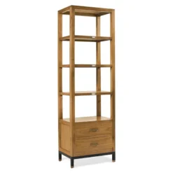 Bibliothèque 2 tiroirs bronze bois