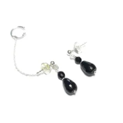 Bijou d'oreille chaînette onyx