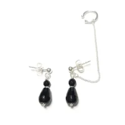 Bijou d'oreille chaînette onyx