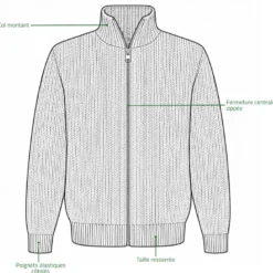 Blouson cicero gris 70% acrylique 30% laine