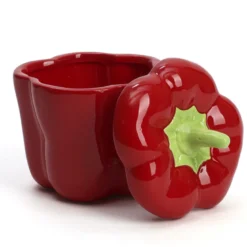 Bocal de cuisine artisanal poivron rouge en dolomite