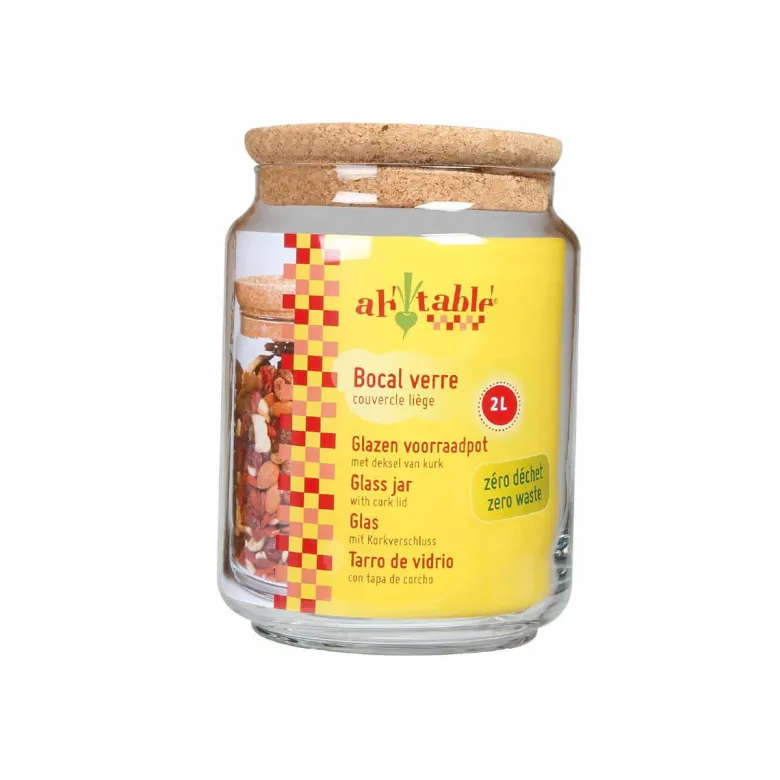 Bocal en verre - couvercle liège - 2l