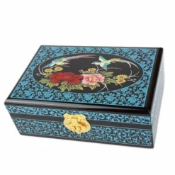 Boite à bijoux laquée - teinte bleue