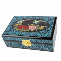 Boite à bijoux laquée - teinte bleue