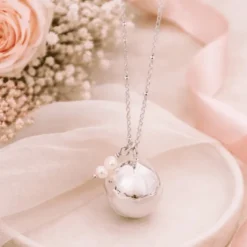 Bola de grossesse argent avec deux perles