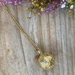 Bola de grossesse or gravé avec quartz