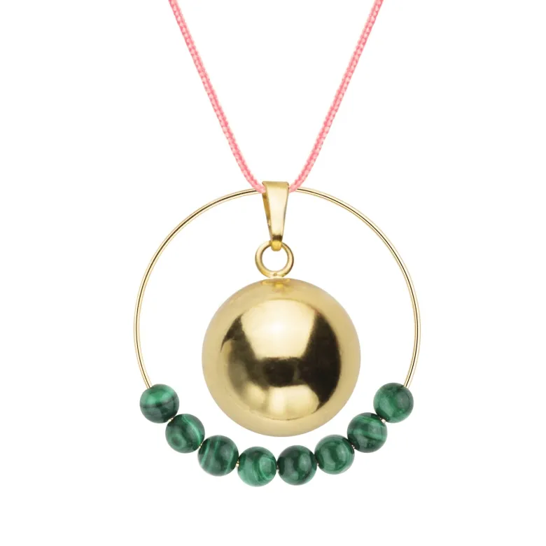 Bola malachite & cordon rose