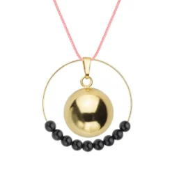 Bola tourmaline noire & cordon rose