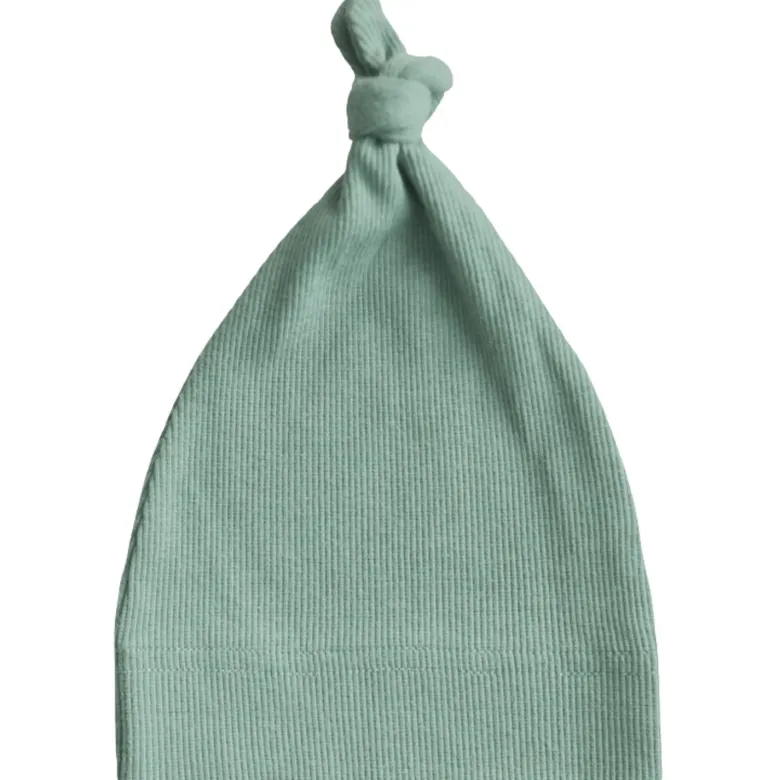 Bonnet de naissance côtelé roman green