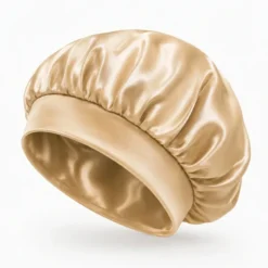 Bonnet de nuit en satin effet soie anti-frisottis, taille unique, champagne doré
