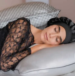 Bonnet de nuit 100% pure soie - noir