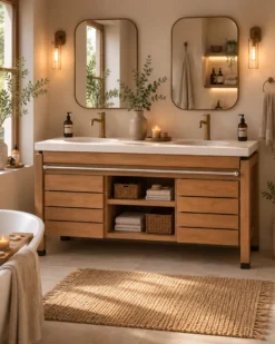 Borneo - meuble double vasque avec plateau terrazzo