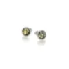 Boucle d'oreille argent ambre verte