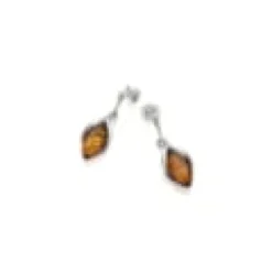 Boucle d'oreille classique argent ambre