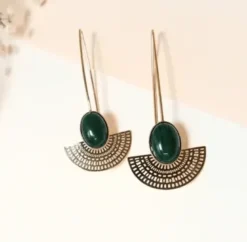 Boucles azteque longue malachite