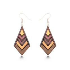Boucles d'oreille en bois multicolore