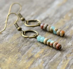 Boucles d'oreille en jaspe impérial