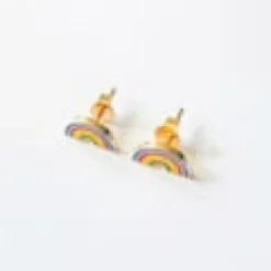 Boucles d'oreilles arc en ciel or