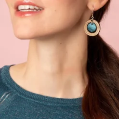 Boucles d'oreilles bulle bleu pétrole