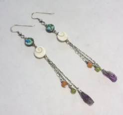Boucles d'oreilles coquillages pierres