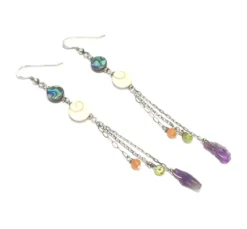 Boucles d'oreilles coquillages pierres
