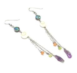 Boucles d'oreilles coquillages pierres