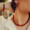 Boucles d'oreilles créoles agate rouge