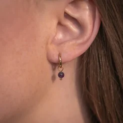 Boucles d'oreilles créoles améthyste