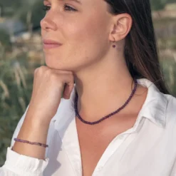 Boucles d'oreilles créoles améthyste