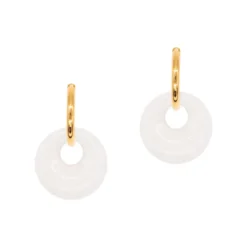 Boucles d'oreilles créoles jade blanc