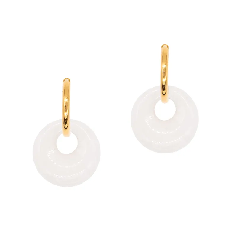 Boucles d'oreilles créoles jade blanc
