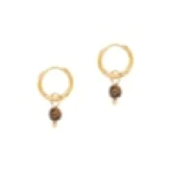 Boucles d'oreilles créoles oeil de tigre