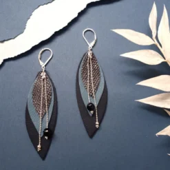 Boucles d'oreilles en cuir pop nuit