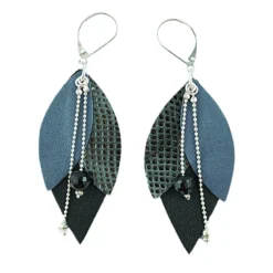 Boucles d'oreilles en cuir tulipe nuit