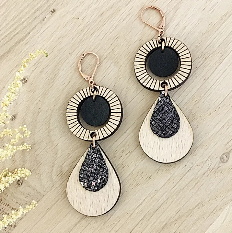 Boucles d'oreilles ethnique noir