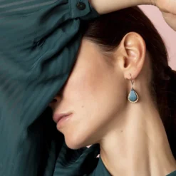 Boucles d'oreilles goutte bleu pétrole