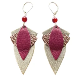 Boucles d'oreilles grand lotus prune